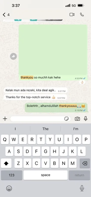 Customer WhatsApp review 1